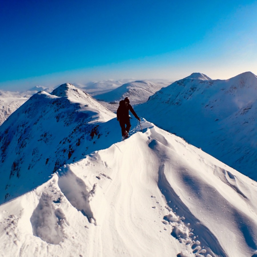winter mountaineering in Glen Coe Buachaille Etive Beag Scotland 