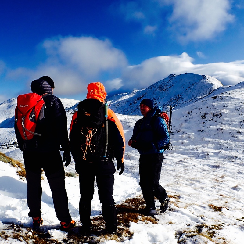 Winter climbing on the Tarmachan ridge by Ben Lawers Scotland