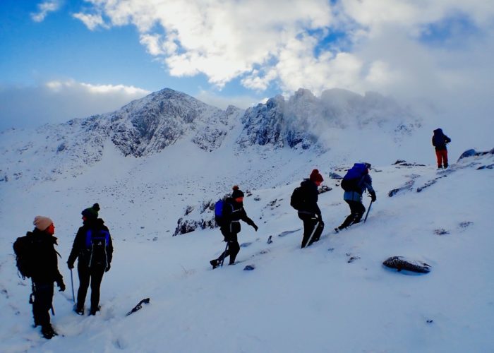 Winter skills mountaineering Stob Coire nan Lochan Glen Coe Scotland