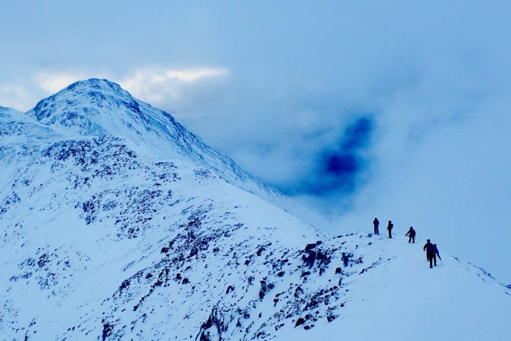 winter mountaineering Buachaille Etive Beag ridge Glen Coe Scotland