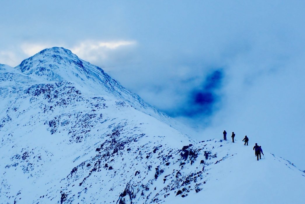 winter mountaineering Buachaille Etive Beag ridge Glen Coe Scotland