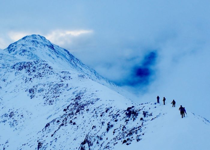 winter mountaineering Buachaille Etive Beag ridge Glen Coe Scotland