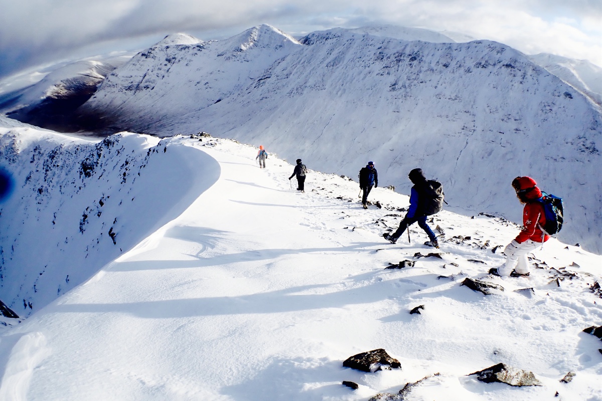 summit ridge Buachaille Etive Mor Glen Coe Black Diamong ice axe