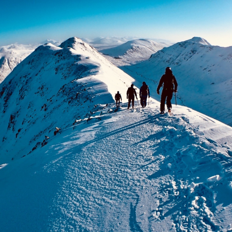 Winter mountaineering with Ocean Vertical in Glen Coe on Buachaille Etive Beag Scotland