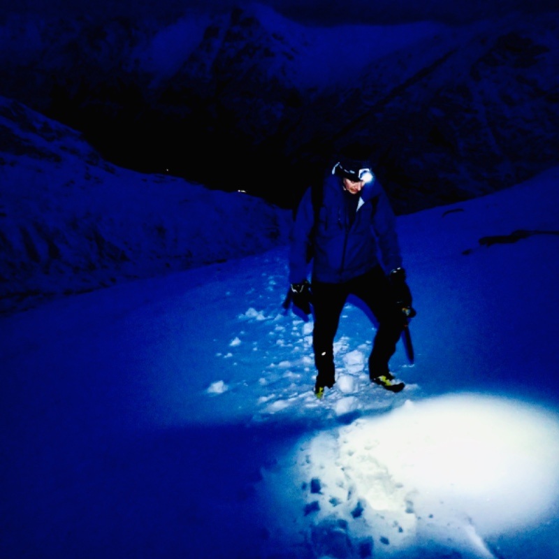 Winter night navigation skills in Glen Coe Buachaille Etive mor Scotland