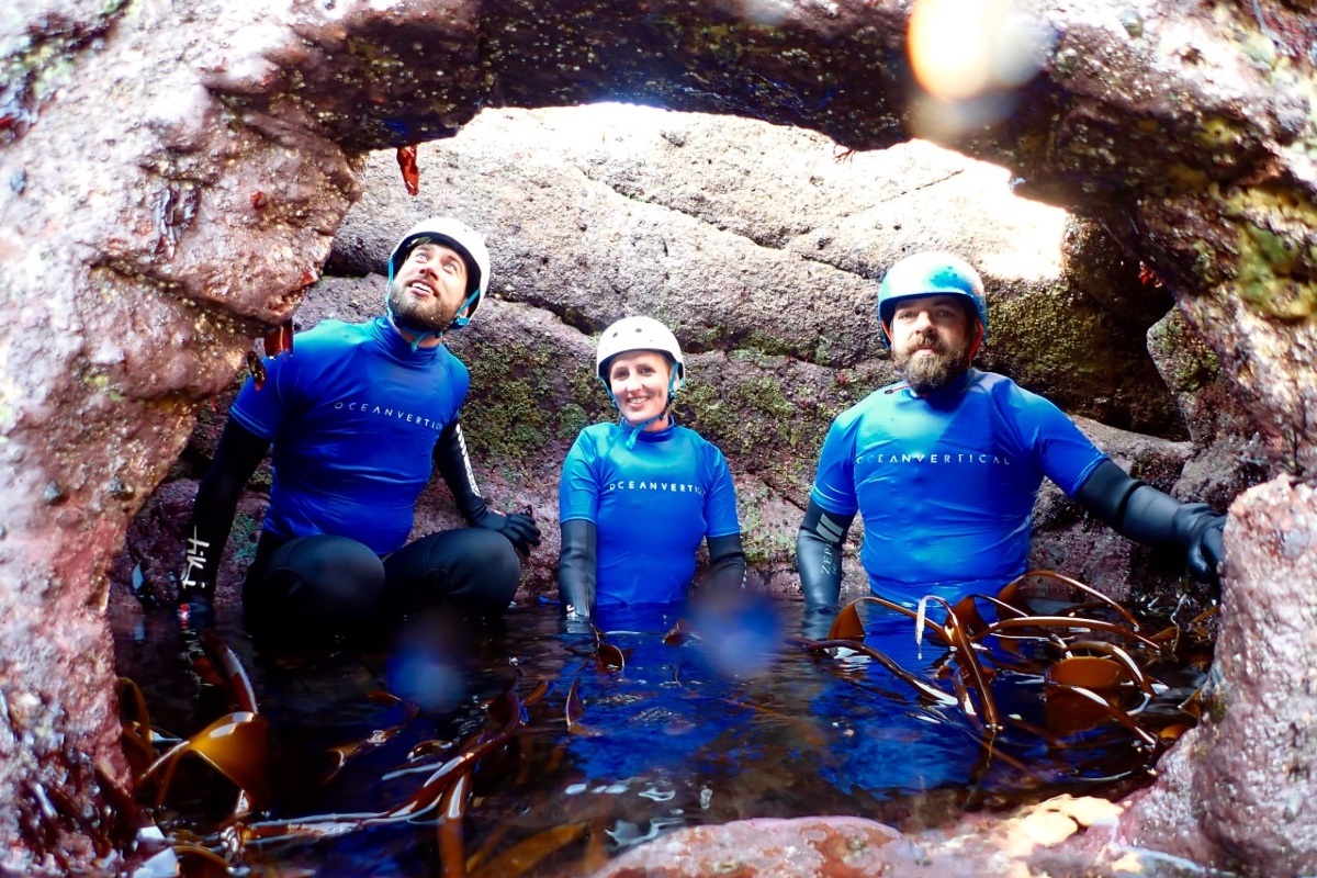 coasteering in dunbar east lothian with ocean vertical