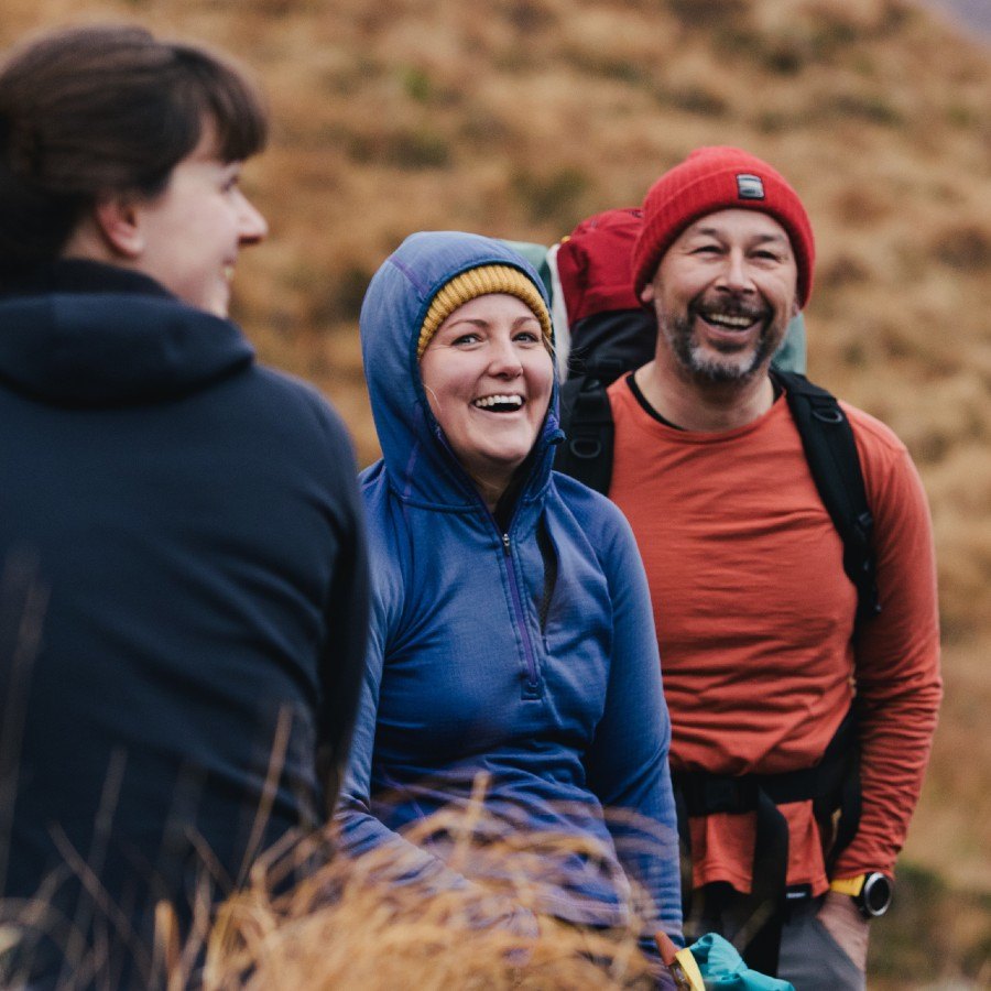 Mollie Hughes with friends summer mountaineering by Bridge of Orchy Black Mount near Glen Coe Scotland