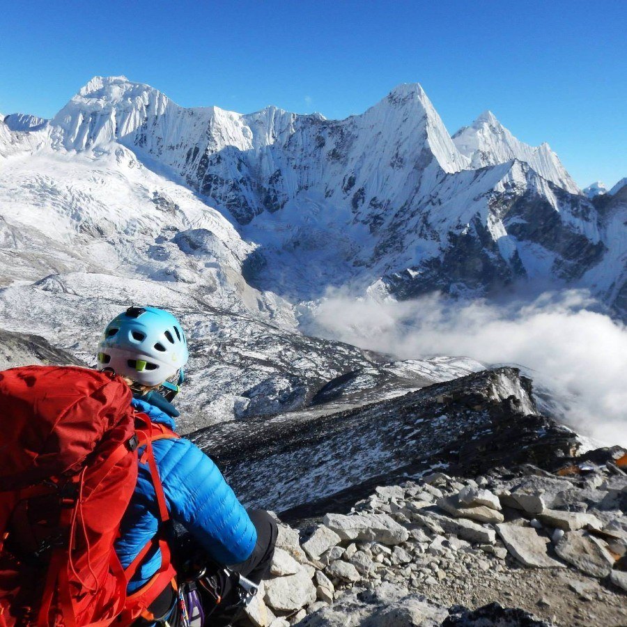 Mollie Hughes is admiring the view on Ama Dablam in the Himalayas