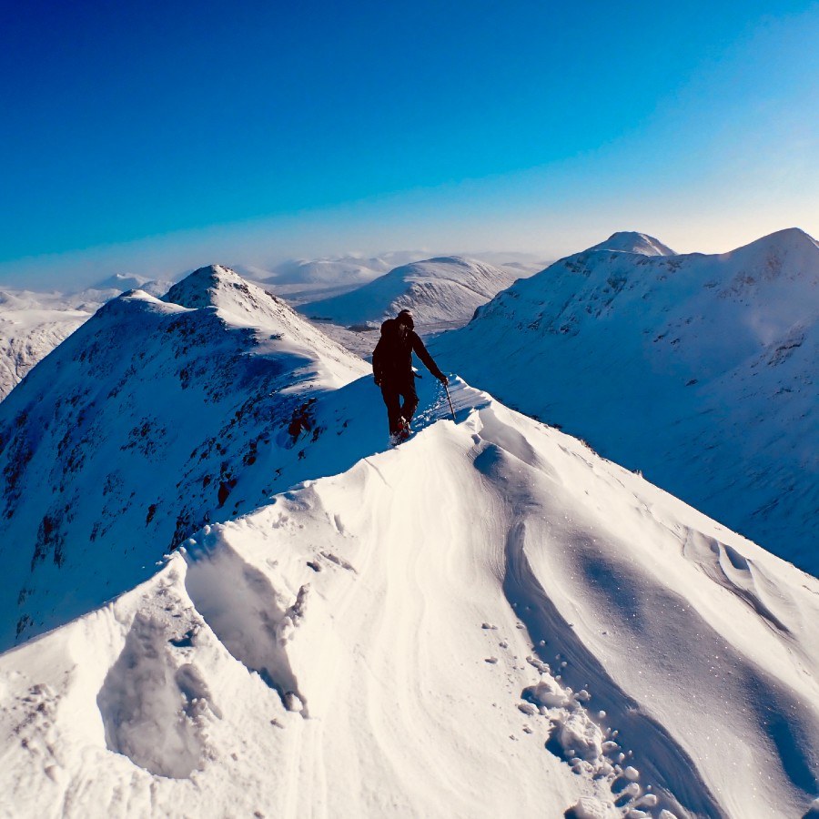 winter mountaineering and winter skills course in Glen Coe Buachaille Etive Beag Scotland