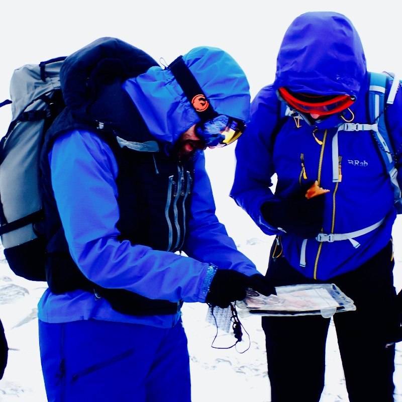 navigating winter skills course with Ocean vertical on Buachaille Etive Mor in Glen Coe
