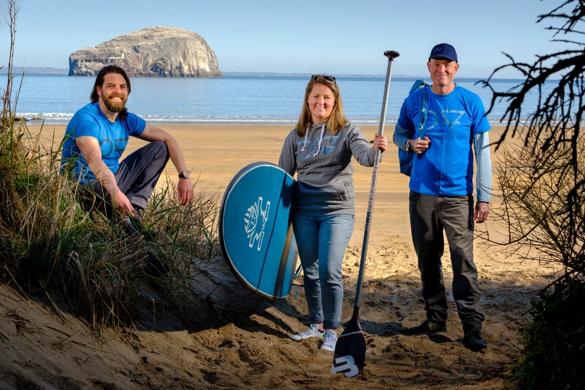 Mollie Hughes is with Ocean Vertical at Seacliff Beack in East Lothian with paddle board SUP