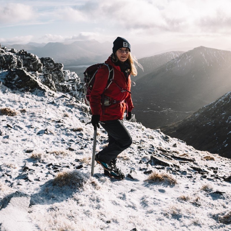 woman winter mountaineering glen coe scotland