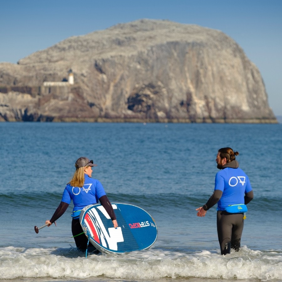 paddle boarding in east lothian bass rock seacliff beach