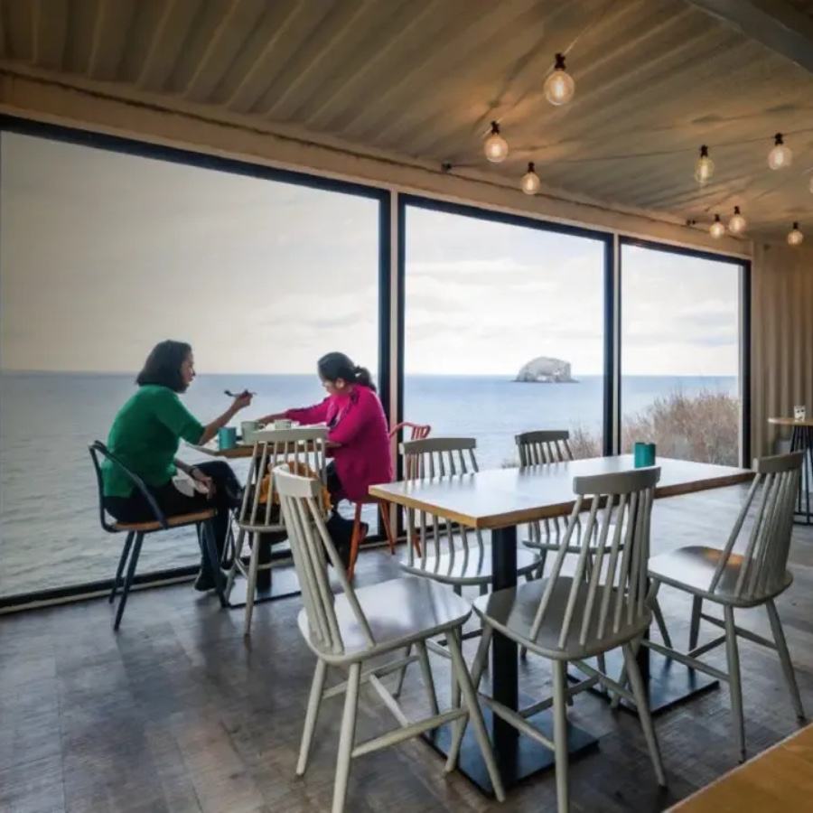 drift cafe by north berwick looking at bass rock east lothian