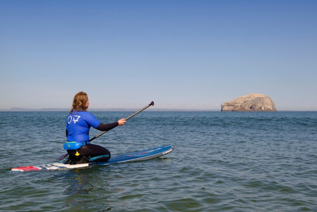 visit east lothian seacliff beach paddle boarding bass rock