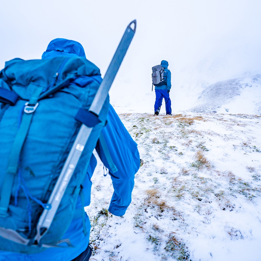 winter hillwalking with ice axe on buachaille etive mor glen coe